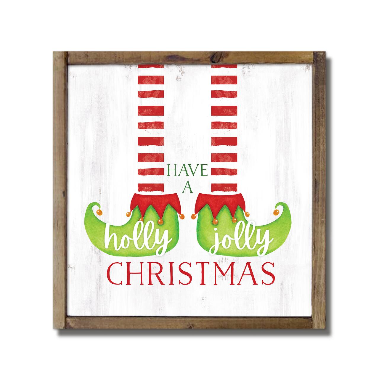 Have a Holly Jolly Christmas Elf Framed Wood Plaque